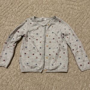 H&M Cotton Gray Cardigan with Colorful Polka Dots